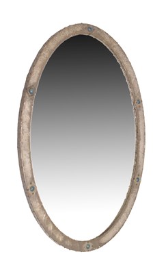 Lot 608 - Art nouveau pewter framed oval wall mirror