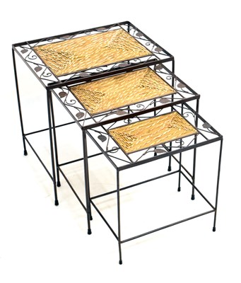 Lot 590 - Nest of three metal framed tables