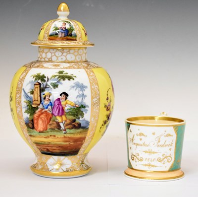 Lot 367 - Helena Wolfsohn Dresden jar and cover, together with a 19th Century mug