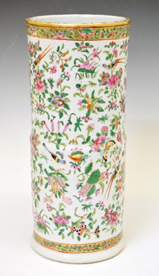 Lot 400 - Chinese Canton Famille Rose sleeve vase or stick stand