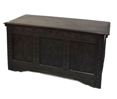 Lot 394 - Oak three-panel coffer, Circa 1700