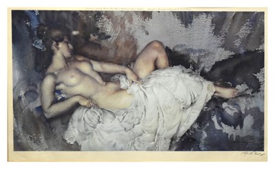 Lot 486 - After Sir William Russell Flint - Signed print - reclining nude