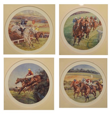 Lot 487 - Claire Eva Burton - Set of four signed limited edition circular horse racing prints