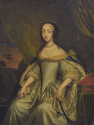 Lot 589 - After Sir Anthony van Dyck - 18th Century - Oil on panel - Portrait said to be of Henrietta Maria