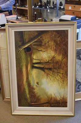Lot 490 - Harry Sanders - Oil on canvas - Woodland Path