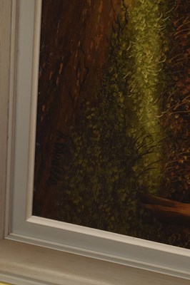 Lot 490 - Harry Sanders - Oil on canvas - Woodland Path