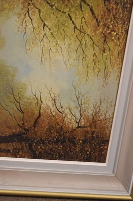 Lot 490 - Harry Sanders - Oil on canvas - Woodland Path