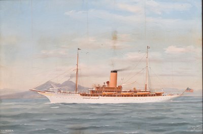 Lot 527 - Antonio de Simone (Italian, fl.1860-1900) - Watercolour - Steam yacht Iolanda