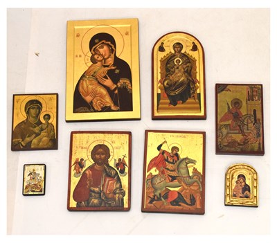 Lot 485 - Eight reproduction Byzantine icons