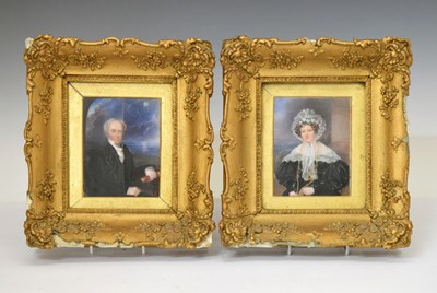 Lot 563 - Attributed to William Hudson, (fl. 1803-1846) - Pair of portrait miniatures on ivory