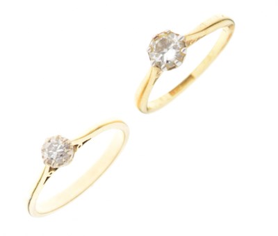 Lot 1 - Two diamond single stone rings