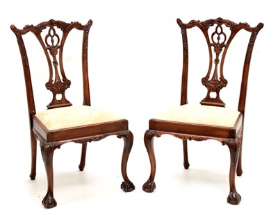 Lot 600 - Pair of Chippendale style chairs