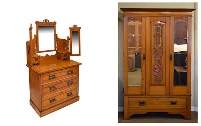 Lot 485 - Early 20th Century wardrobe and dressing chest