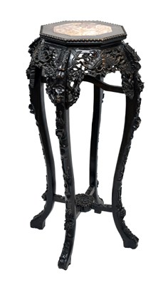 Lot 504 - Late 19th or early 20th Century Chinese ebonised jardinière stand