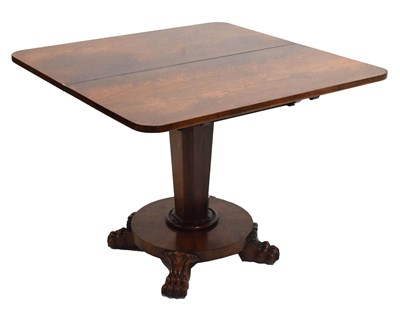 Lot 621 - Early Victorian rosewood pedestal fold over tea table