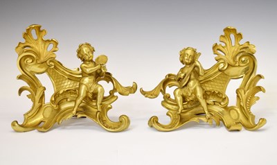 Lot 692 - Pair of 19th Century French gilt-bronze chenets