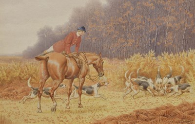 Lot 521 - Edward Algernon Stuart Douglas, (1850-1920) - Group of four hunting related watercolours