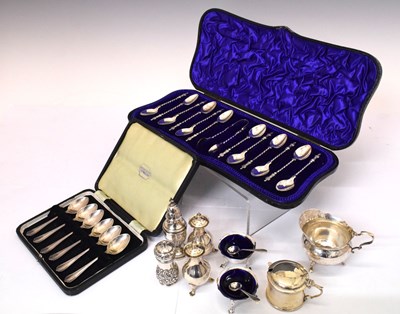Lot 124 - Quantity of silver items to include four-piece cruet set, etc