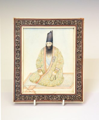 Lot 496 - Middle Eastern (Persian) Qajar ivory miniature of an Islamic scholar