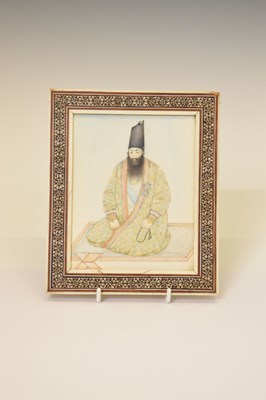 Lot 496 - Middle Eastern (Persian) Qajar ivory miniature of an Islamic scholar