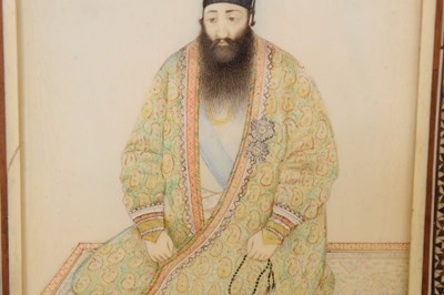 Lot 496 - Middle Eastern (Persian) Qajar ivory miniature of an Islamic scholar