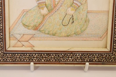 Lot 496 - Middle Eastern (Persian) Qajar ivory miniature of an Islamic scholar