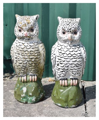 Lot 607 - Pair of owl ornaments