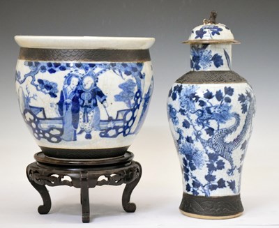 Lot 443 - Chinese crackleware vase and jardinière