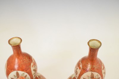 Lot 434 - Pair of Japanese Kutani gourd vases