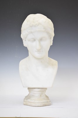 Lot 298 - Classical revival carved Carrara marble bust of a maiden