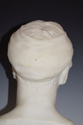 Lot 298 - Classical revival carved Carrara marble bust of a maiden