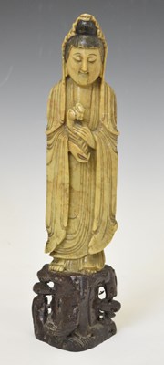 Lot 457 - Chinese carved soapstone figure of Kwanyin