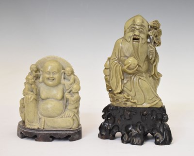 Lot 417 - Two Japanese carved soapstone figures