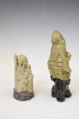 Lot 417 - Two Japanese carved soapstone figures