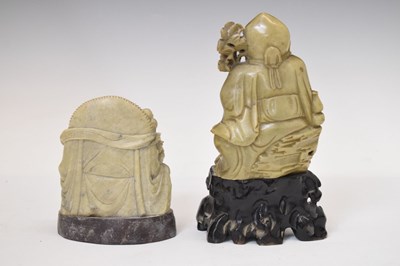 Lot 417 - Two Japanese carved soapstone figures