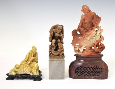 Lot 418 - Three Japanese carved soapstone figures