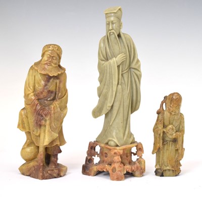 Lot 419 - Three Chinese carved soapstone figures