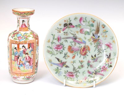 Lot 403 - Chinese Canton Famille Rose vase and celadon plate