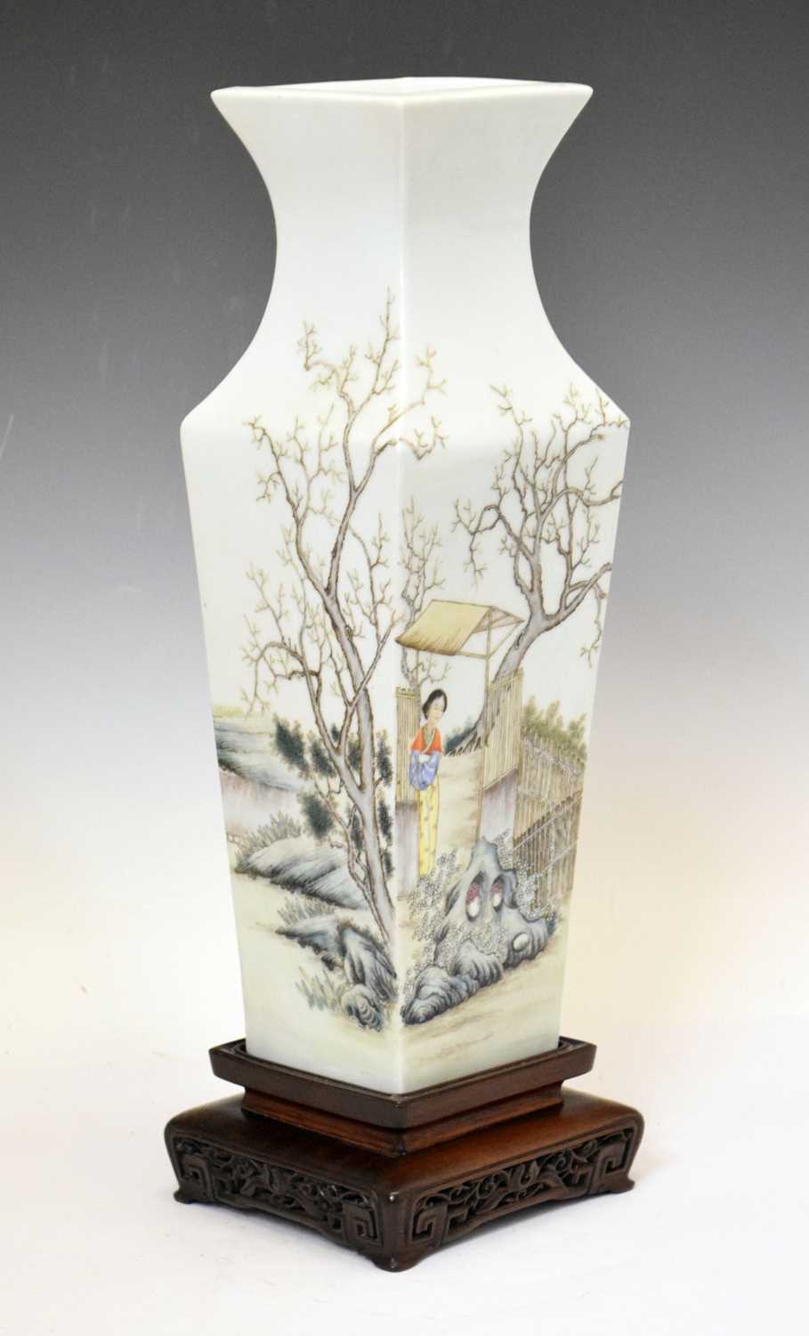 Lot 436 - Chinese square section vase