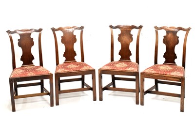 Lot 603 - Set of four George III Country Chippendale-style dining chairs