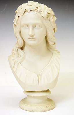 Lot 351 - Copeland Crystal Palace Art Union Parian bust of Ophelia