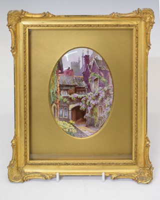 Lot 358 - Framed Paragon oval plaque of Master Carpenter's Court, Hampton Court