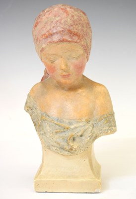 Lot 168 - Plaster bust of a Dutch girl after Albert Bertram Pegram