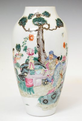 Lot 408 - Chinese Famille Rose baluster vase