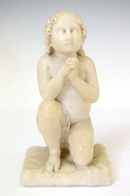 Lot 206 - 19th Century carved alabaster figure of a kneeling girl