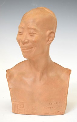 Lot 409 - Jean Mich (French, 1871-1919) -  Terracotta bust of Chih-Fan