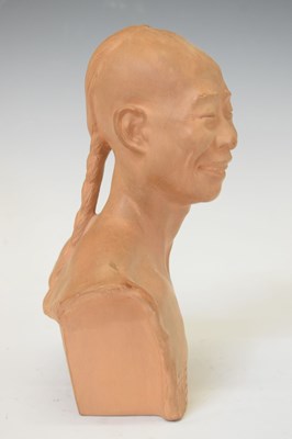 Lot 409 - Jean Mich (French, 1871-1919) -  Terracotta bust of Chih-Fan