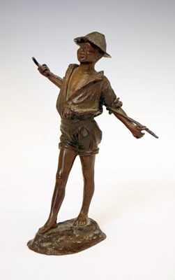 Lot 313 - Bronze boy with stick