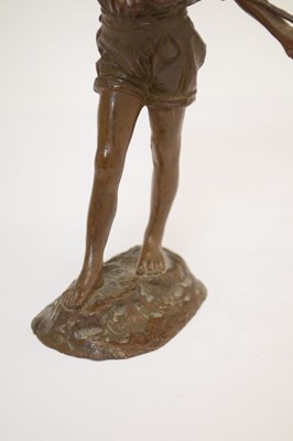 Lot 313 - Bronze boy with stick