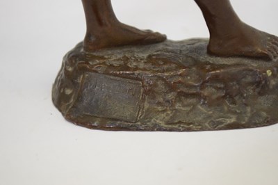 Lot 313 - Bronze boy with stick